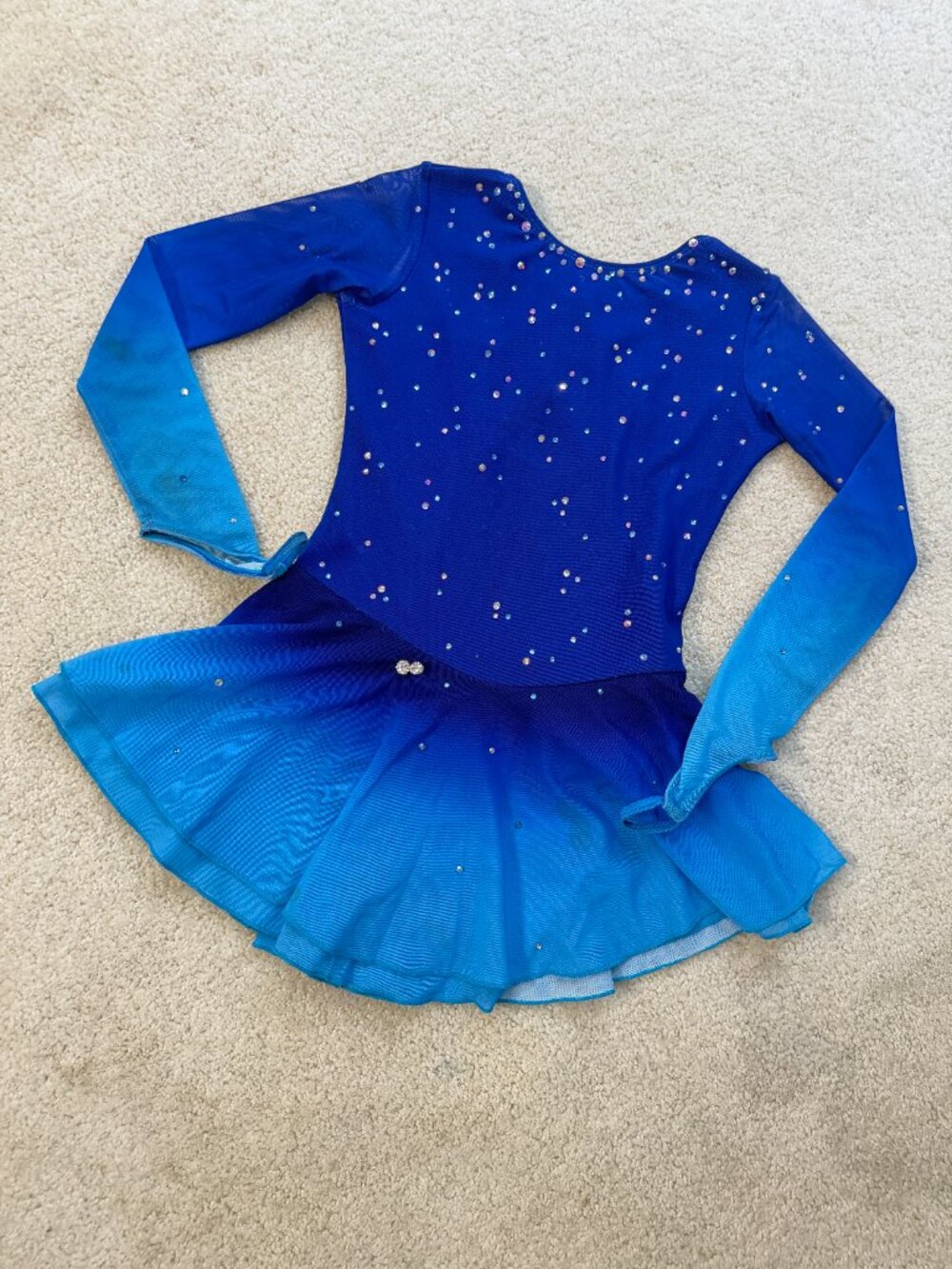 Pre-Owned Blue Crystal Figure Skating Dress Approx. Girls 8–10